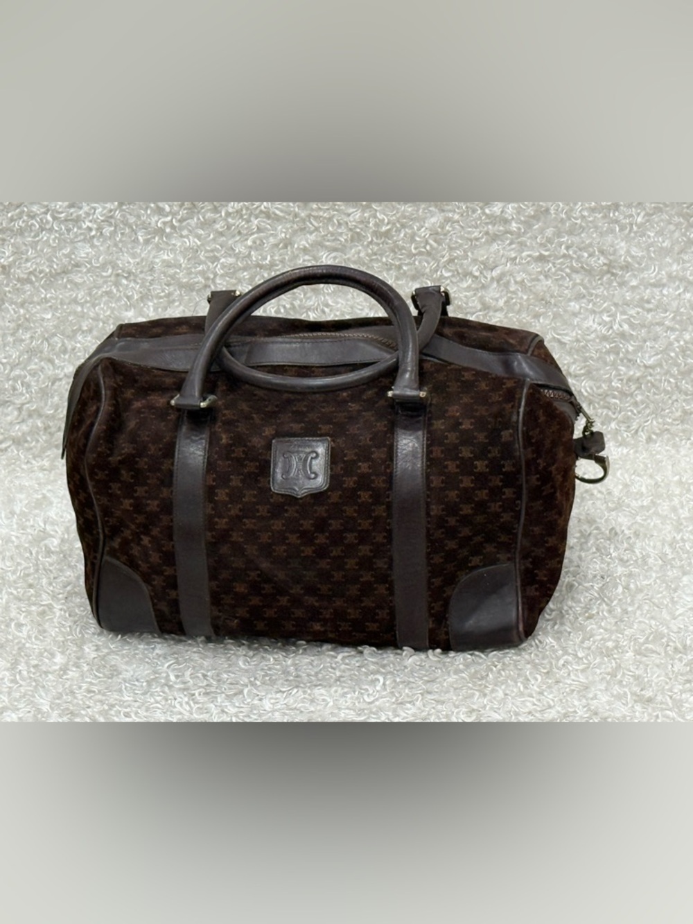 Céline Celine Brown Macadam Suede Boston Bag - Picture 2 of 15